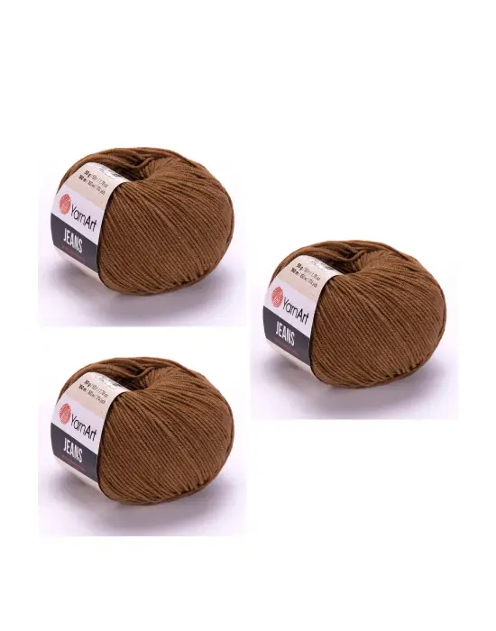 Yarn Art Jeans 40 Açık Kahverengi Amigurumi Örgü İpi Hırka Örgü İpi Bebek İpi Punch İpi 3lü Paket