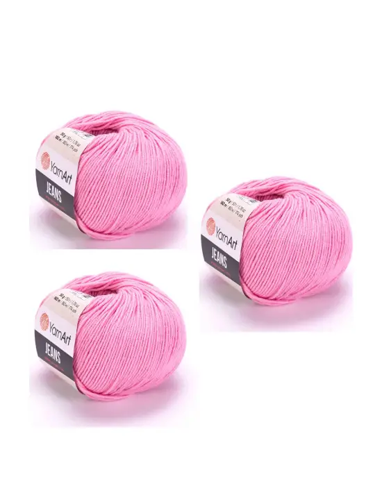 Yarn Art Jeans 36 Pembe Amigurumi Örgü İpi Hırka Örgü İpi Bebek İpi Punch İpi 3lü Paket