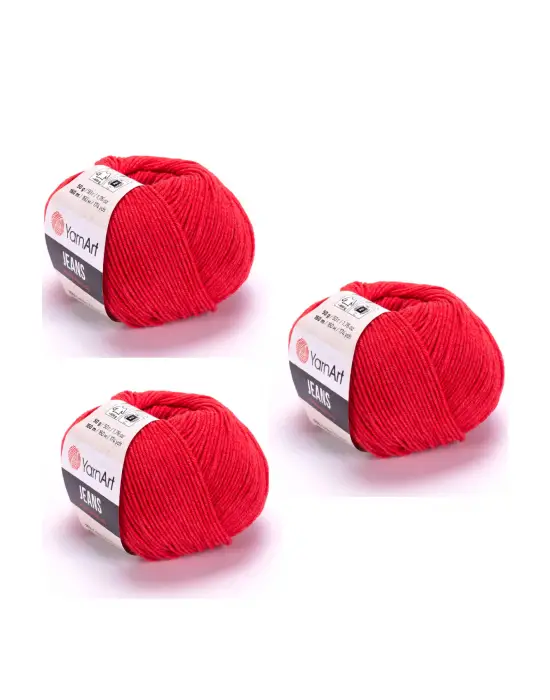 Yarn Art Jeans 26 Nar Çiçeği Renk Amigurumi Örgü İpi Hırka Örgü İpi Bebek İpi Punch İpi 3lü Paket