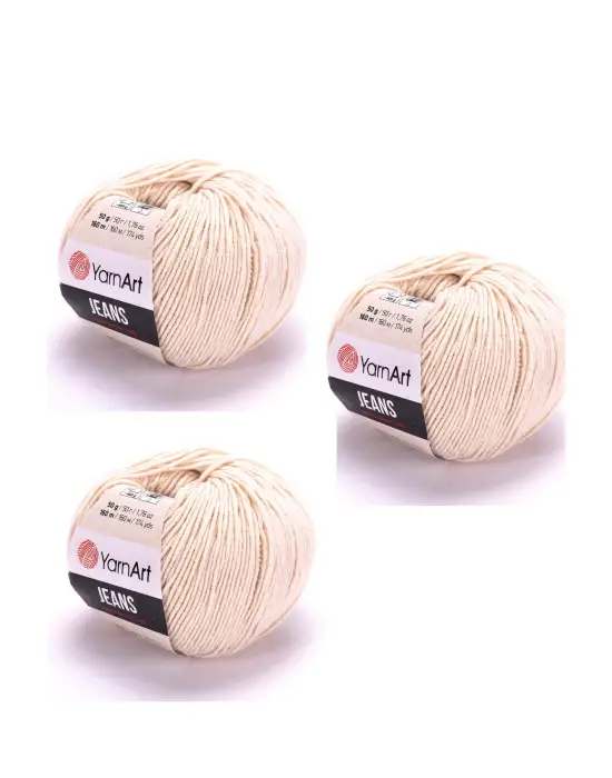 Yarn Art Jeans 05 Krem3lü Amigurumi Örgü İpi Hırka Örgü İpi Bebek İpi Punch İpi 3lü Paket