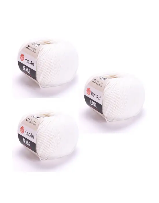 Yarn Art Jeans Amigurumi Örgü İp 01 Beyaz Renk Hırka Örgü İpi Bebek İpi Punch İpi 3lü Paket
