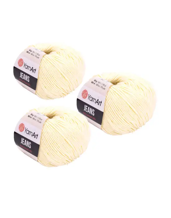 Yarn Art Jeans Amigurumi Örgü İpi 86 Açık Sarı Renk Hırka Örgü İpi Bebek İpi Punch İpi 3lü Paket