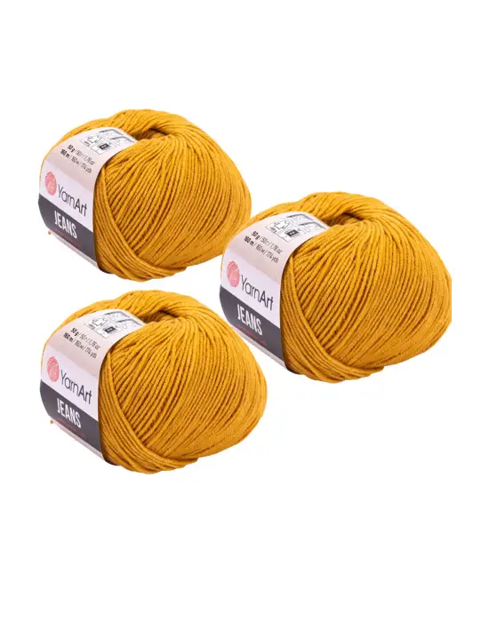Yarn Art Jeans Amigurumi Örgü İpi 84 Hardal Renk Hırka Örgü İpi Bebek İpi Punch İpi 3lü Paket