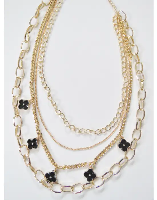 Gold Rengi Dörtlü Kolye