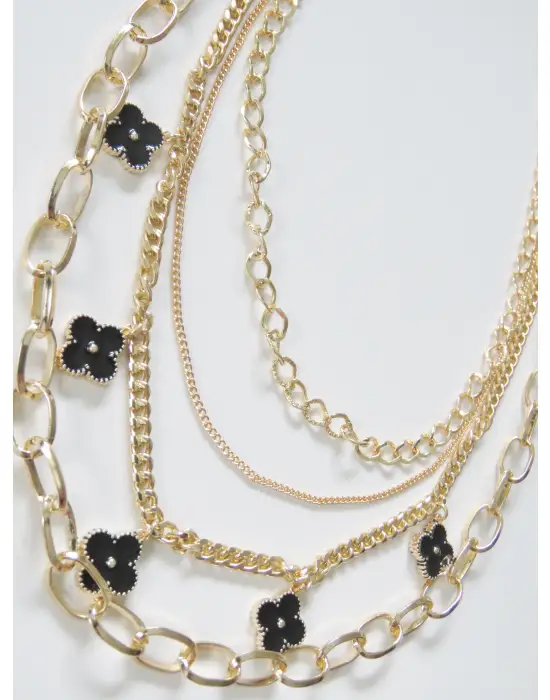 Gold Rengi Dörtlü Kolye