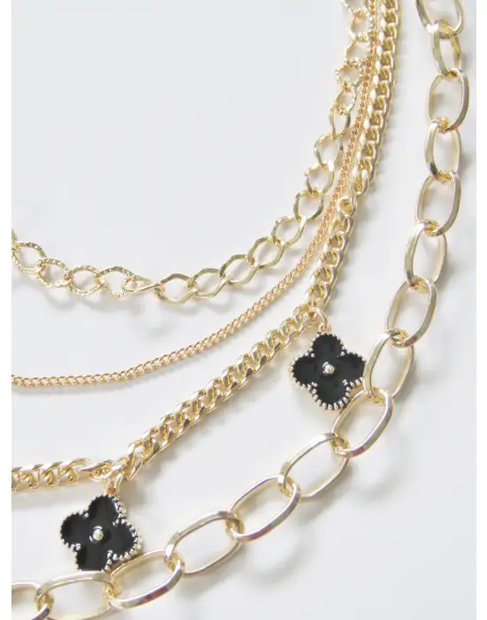 Gold Rengi Dörtlü Kolye