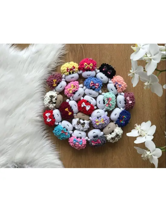 Amigurumi El Örgüsü Sevimli Kuzucuk Kafası Anahtarlıklar(Tek Fiyatıdır)