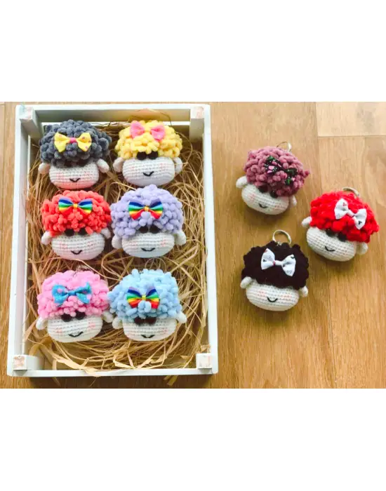 Amigurumi El Örgüsü Sevimli Kuzucuk Kafası Anahtarlıklar(Tek Fiyatıdır)