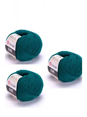 Yarn Art Jeans 63 Petrol Yeşili Amigurumi Örgü İpi Hırka Örgü İpi Bebek İpi Punch İpi 3lü Paket
