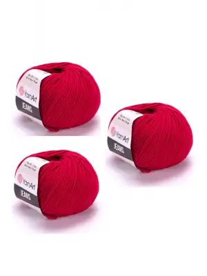 Yarn Art Jeans 51 Koyu Kırmızı Amigurumi Örgü İpi Hırka Örgü İpi Bebek İpi Punch İpi 3lü Paket