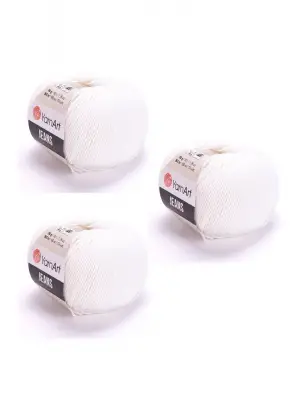 Yarn Art Jeans Amigurumi Örgü İp 01 Beyaz Renk Hırka Örgü İpi Bebek İpi Punch İpi 3lü Paket