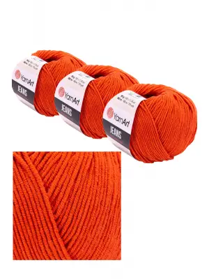 Yarn Art Jeans Amigurumi Örgü İpi 85 Koyu Turuncu Hırka Örgü İpi Bebek İpi Punch İpi 3lü Paket