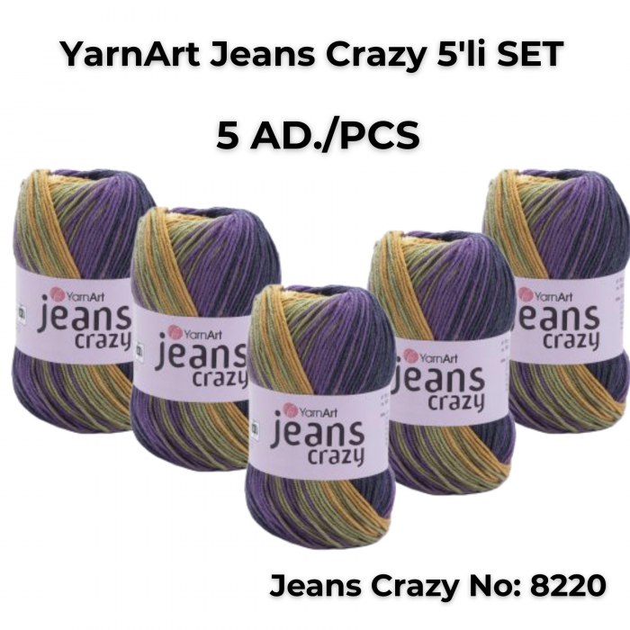 Yarnart Jeans Crazy 5'li SET Ebruli El Örgü Ipi No:8220