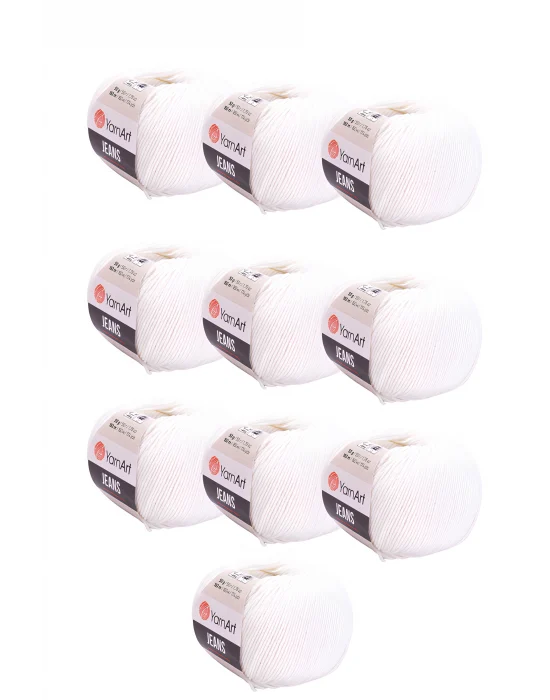 10 x Yarnart Jeans 01 Beyaz 10lu Paket Amigurimi Bebek Ipi Yarnart Jeans 10 Adet