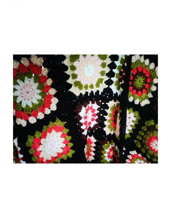 Kare Motifli Hırka Tığ Işi El Örgüsü Hırka Siprişe Göre Üretim