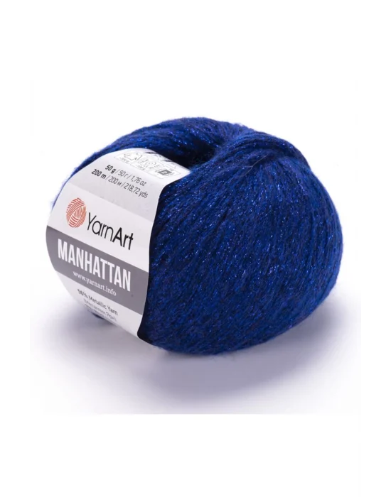 Manhattan - Simli El Örgü Ipi Saks Mavisi-914