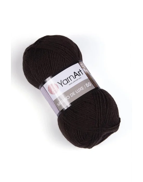 MERINO DE LUXE 50 - EL ÖRGÜ İPİ KOYU KAHVERENGİ-116