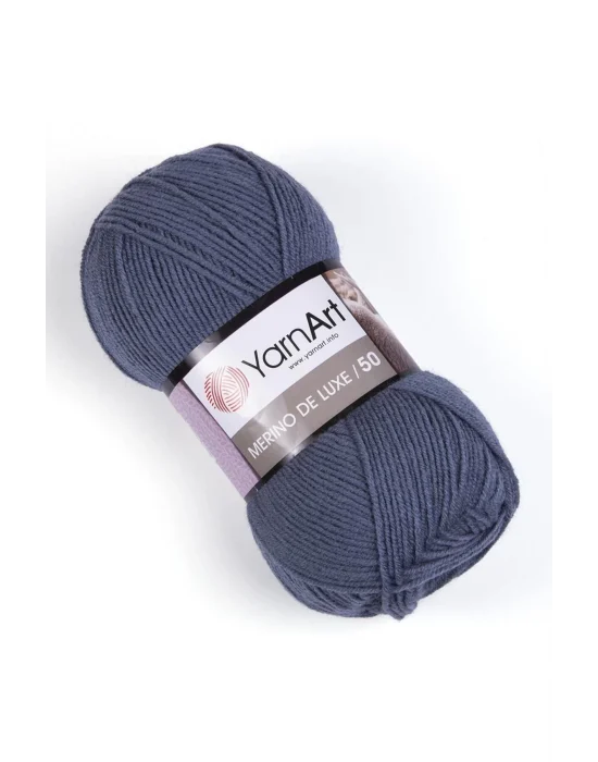 MERINO DE LUXE 50 - EL ÖRGÜ İPİ GRİ-MAVİ-3088
