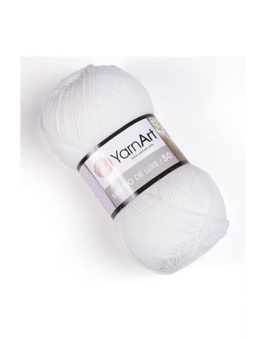 MERINO DE LUXE 50 - EL ÖRGÜ İPİ BEYAZ-501