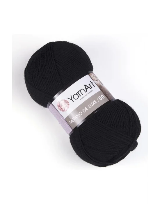 MERINO DE LUXE 50 - EL ÖRGÜ İPİ SİYAH-585