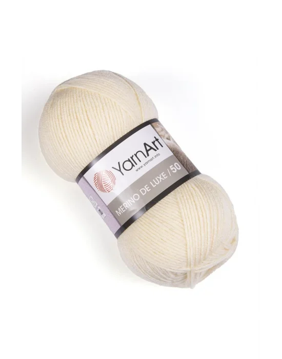 MERINO DE LUXE 50 - EL ÖRGÜ İPİ KREM-7003