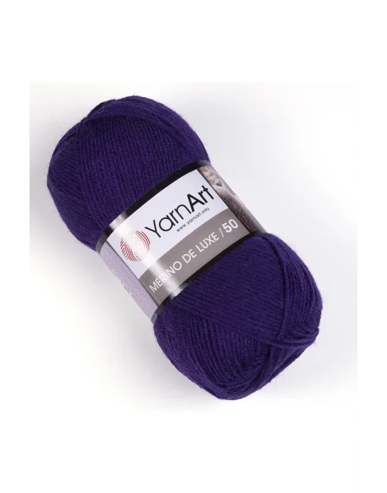 MERINO DE LUXE 50 - EL ÖRGÜ İPİ PATLICAN MORU-556