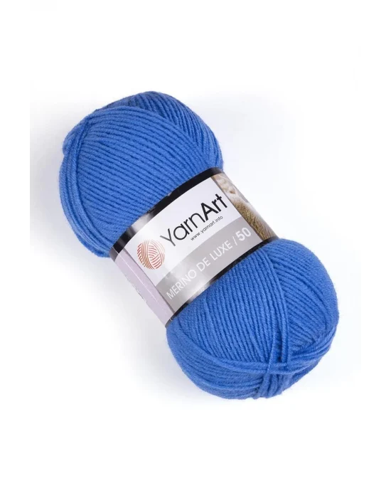 MERINO DE LUXE 50 - EL ÖRGÜ İPİ MAVİ-600
