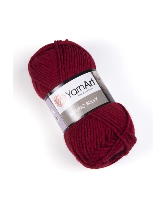 Merıno Bulky - El Örgü Ipi Koyu Kırmızı-3024