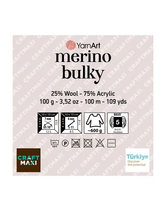 Merıno Bulky - El Örgü Ipi Yeşil-098