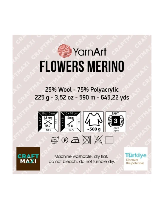 Flowers Merıno Ebruli El Örgü İpi Ebruli-548