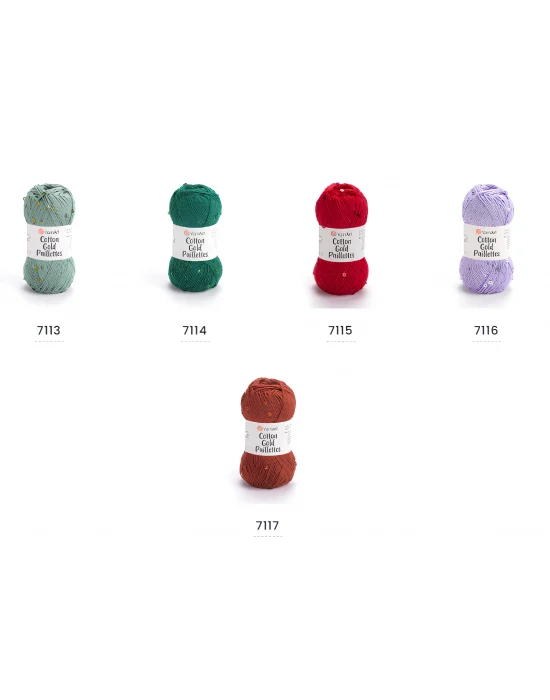 YarnArt Cotton Gold Paillettes – Işıltılı Pullu Pamuklu El Örgü İpi 50g | Yazlık Şal, Bluz, Aksesuar İçin Hafif ve Parlak İplik