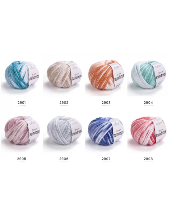 YarnArt Raindrops El Örgü İpi – 50g 115m | Yünlü, Akrilik ve Polyamid Karışımlı Orta Kalınlıkta Renkli İplik