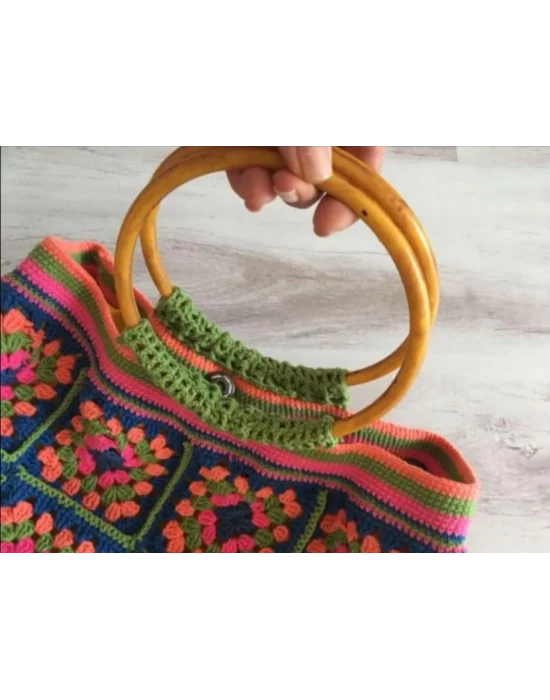 El Örgüsü Çanta,Kare Motifli Çanta,Kadın Çanta,Omuz Çanta,El Yapımı Örme Çanta