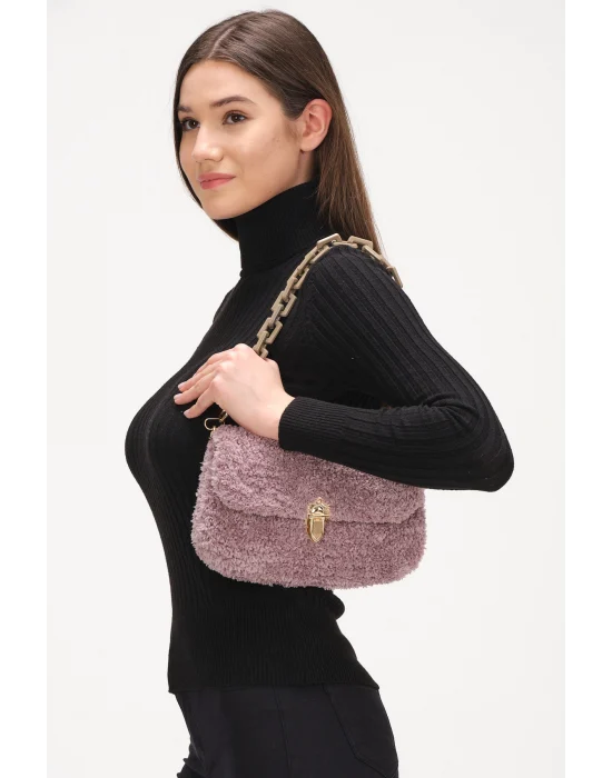 El Yapımı Peluş Çanta,Kadın Çanta,Omuz Çanta,El Yapımı Çanta