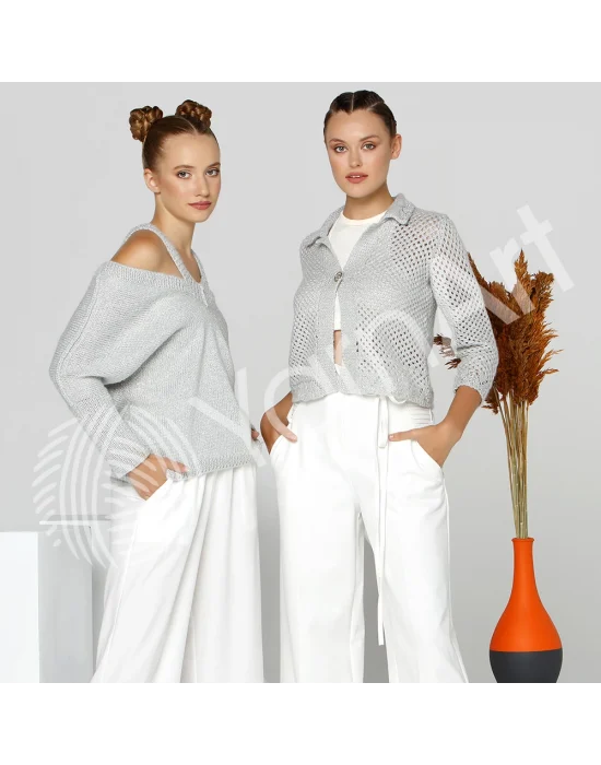 Manhattan - Simli El Örgü Ipi Siyah Kırmızı 904