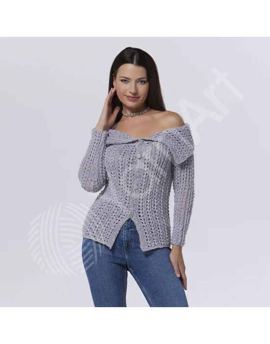 Manhattan - Simli El Örgü Ipi Siyah Kırmızı 904