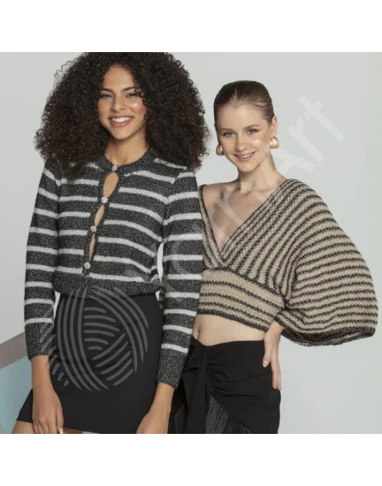 Manhattan - Simli El Örgü Ipi Siyah Kırmızı 904