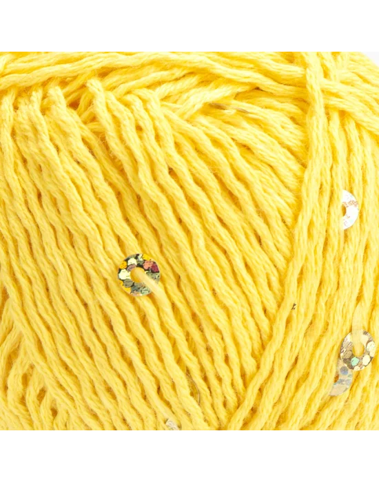 YarnArt Cotton Gold Paillettes – Işıltılı Pullu Pamuklu El Örgü İpi 50g | Yazlık Şal, Bluz, Aksesuar İçin Hafif ve Parlak İplik