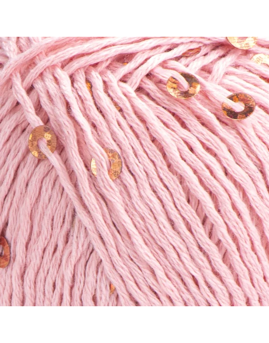 YarnArt Cotton Gold Paillettes – Işıltılı Pullu Pamuklu El Örgü İpi 50g | Yazlık Şal, Bluz, Aksesuar İçin Hafif ve Parlak İplik
