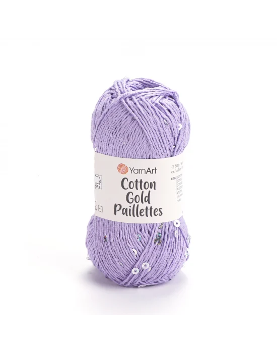 YarnArt Cotton Gold Paillettes – Işıltılı Pullu Pamuklu El Örgü İpi 50g | Yazlık Şal, Bluz, Aksesuar İçin Hafif ve Parlak İplik