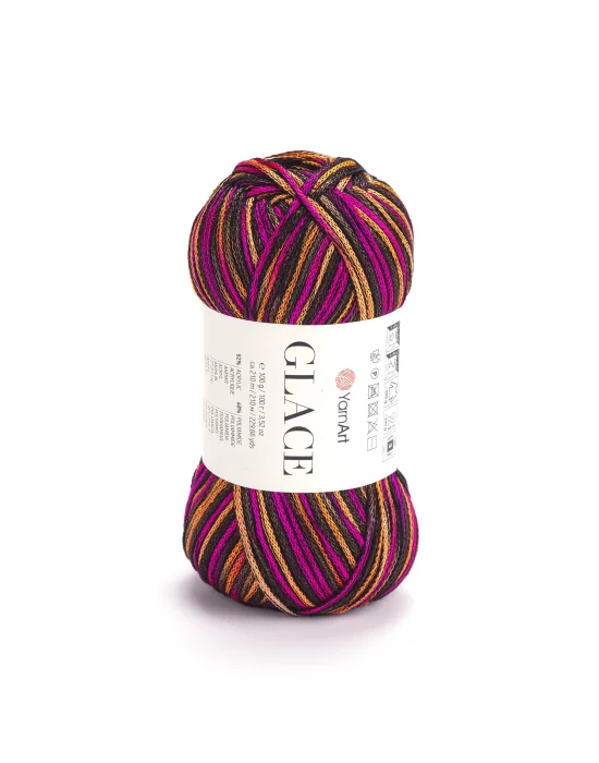 Yarnart Glace El Örgü İpi,100g / 210m – %52 Akrilik %48 Poliamid–Parlak Renkli Yazlık El Örgü İpi