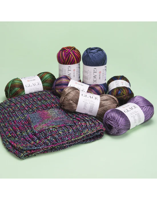 Yarnart Glace El Örgü İpi,100g / 210m – %52 Akrilik %48 Poliamid–Parlak Renkli Yazlık El Örgü İpi