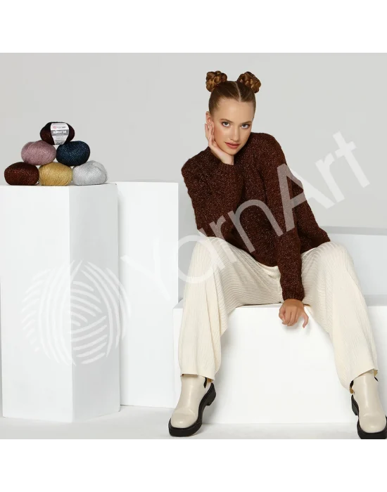 Yarnart Manhattan - Simli El Örgü Ipi Açık Gri-901