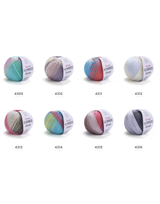 YarnArt Summer Dream 4304 Ebruli El Örgü İpi – 100g / 350m – %70 Pamuk %30 Viskoz – Yazlık İnce Renkli İplik