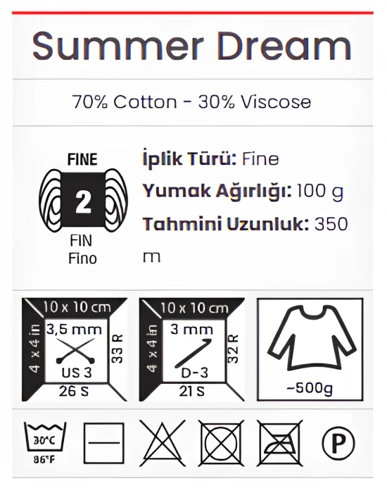 YarnArt Summer Dream 4315 Ebruli El Örgü İpi – 100g / 350m – %70 Pamuk %30 Viskoz – Yazlık İnce Renkli İplik