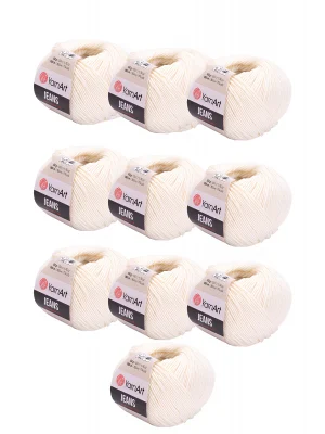 10 x Yarnart Jeans 03 Kırık Beyaz 10lu Paket Amigurimi Bebek Ipi Yarnart Jeans 10 Adet