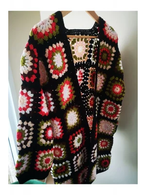 Kare Motifli Hırka Tığ Işi El Örgüsü Hırka Siprişe Göre Üretim