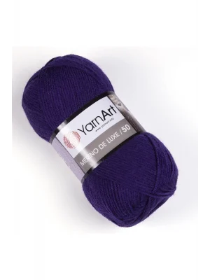 MERINO DE LUXE 50 - EL ÖRGÜ İPİ PATLICAN MORU-556