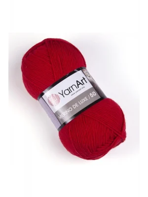 MERINO DE LUXE 50 - EL ÖRGÜ İPİ KIRMIZI-156