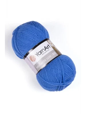 MERINO DE LUXE 50 - EL ÖRGÜ İPİ MAVİ-600